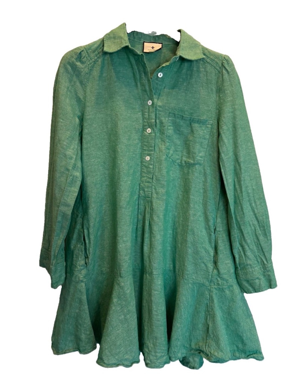 TUCKERNUCK Sea Green Callahan Shirt Dress Linen Size XS